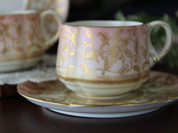 2 Victorian EJDB Bodley, Porcelain Demitasse Cup & Saucer Sets 16847 - The Vintage TeacupTeacups