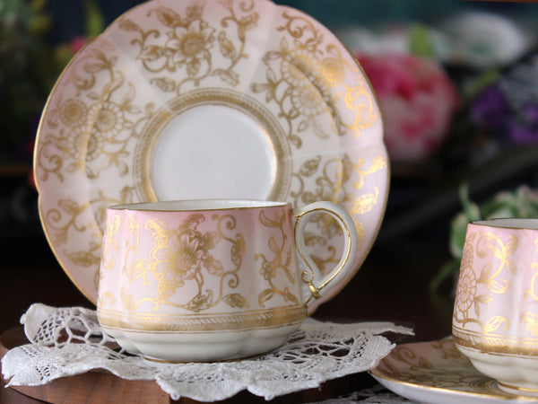 2 Victorian EJDB Bodley, Porcelain Demitasse Cup & Saucer Sets 16847 - The Vintage TeacupTeacups