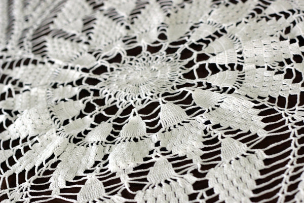 27 Inch Crochet Doily, or Centerpiece, White Doily, in Light Weight Thread, Large Vintage Doilies, Small Table Topper 17097 - The Vintage TeacupDoilies