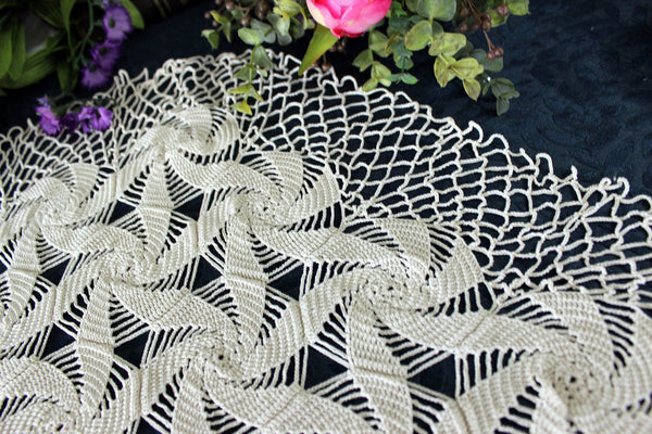 27 Inch Table Topper, Large Crochet Doily, Hand Crocheted, Light Ecru in Shade, Large Handmade Doilies 17342 - The Vintage TeacupDoilies