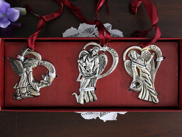 3 Gorham, Silver Plated Angel Ornaments, Holiday Tradition, Christmas Ornaments 17874 - The Vintage TeacupAntique & Vintage