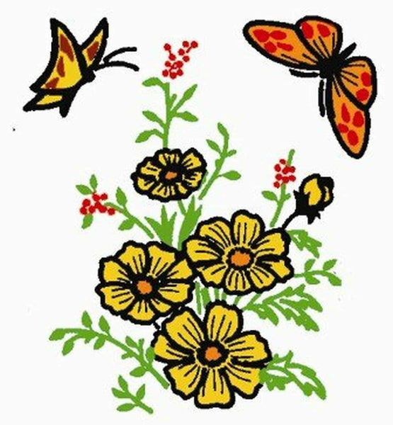 3763 Aunt Martha's® Vintage Embroidery, Flowers & Butterflies, Transfer Pattern, Hot Iron Transfers, Uncut, Unopened Transfers - The Vintage TeacupHot Iron Transfers