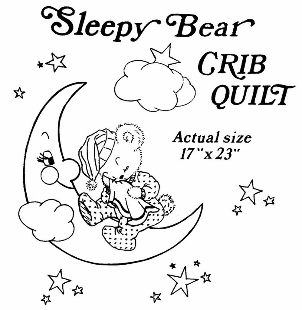3832, Sleepy Bear, Crib Quilt, Aunt Martha's®, Vintage Embroidery, Transfer Pattern, Hot Iron Transfers - The Vintage TeacupHot Iron Transfers