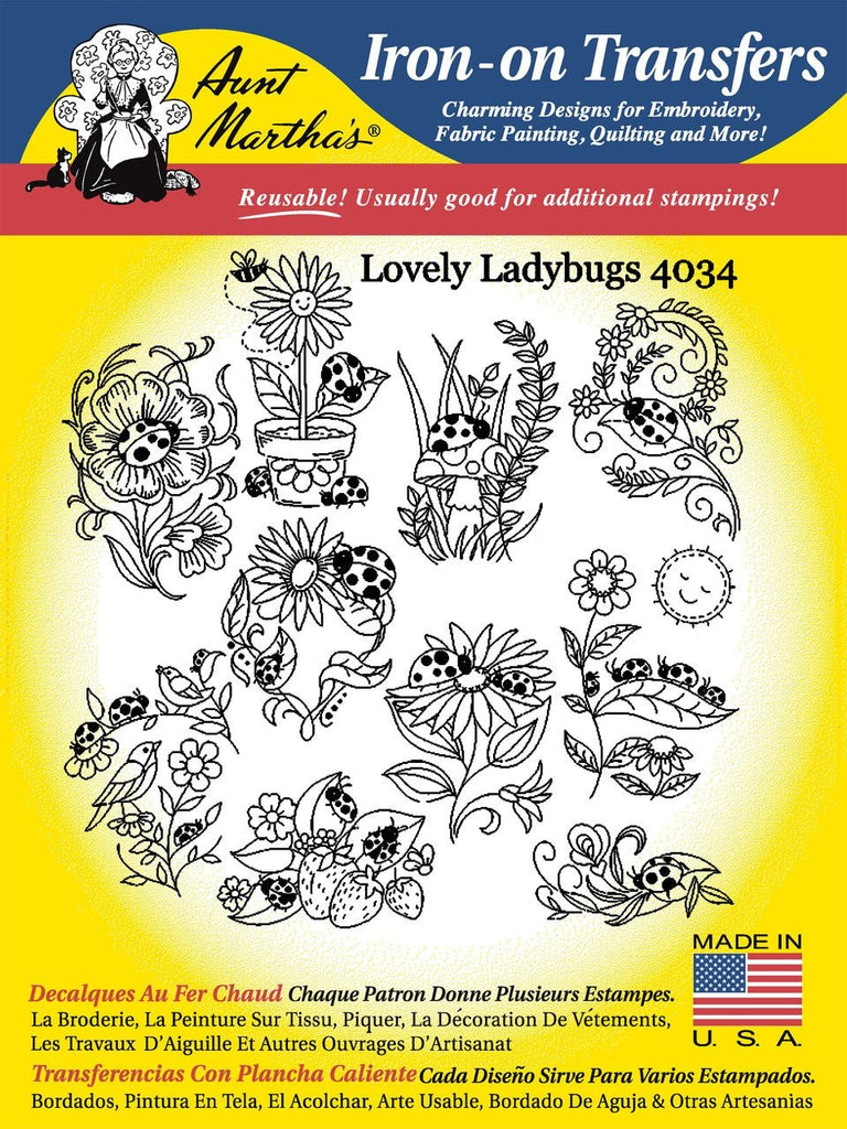 Aunt Martha's Iron On Transfer Patterns for Stitching, Embroidery, Fabric  Paint