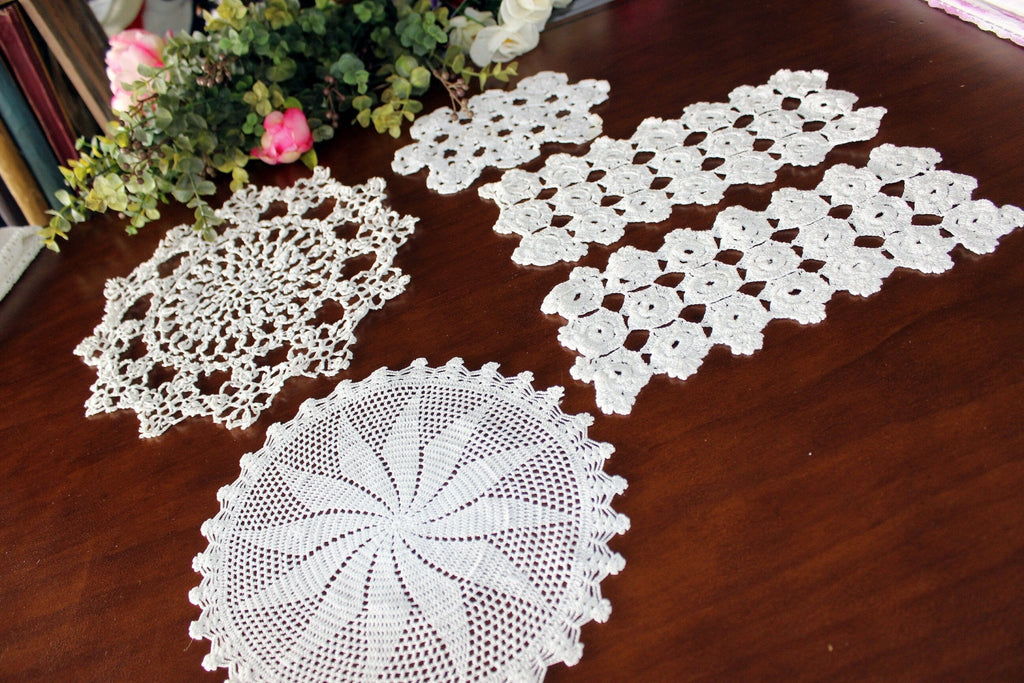 5 Assorted Crochet Doilies, Tatted Doily, Vintage Handmade 17213 – The  Vintage Teacup