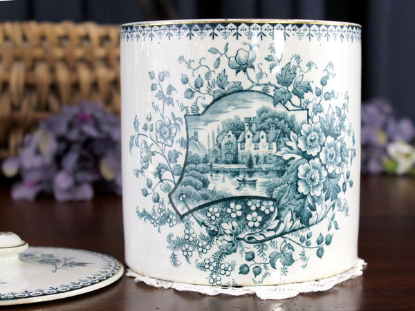 Antique Biscuit Jar, Lidded Canister, W & Co Ceylon Hanley 18197 - The Vintage TeacupAccessories
