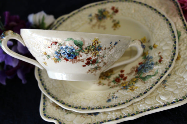 Antique Crown Ducal Ware, Bullion Cup & Saucer, Berkshire Soup Cup Trio 17472 - The Vintage TeacupTeacups