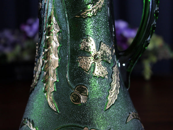 Antique EAPG, Delaware Glass, Green Pitcher, US Glass State Pattern 17890 - The Vintage TeacupAntique & Vintage