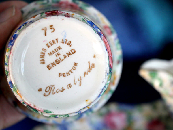 Antique James Kent Ware, Chintz Ware, Sugar, Creamer, Dish & Tray 15966 - The Vintage TeacupAccessories