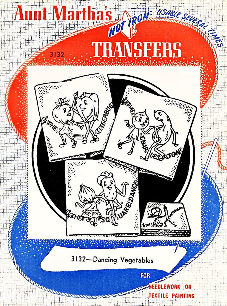 Aunt Martha's, 3132, Dancing Vegetables, Embroidery, Transfer Pattern