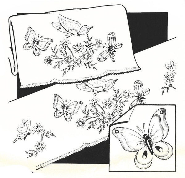 Aunt Martha's, 3245, Butterflies and Flowers, Transfer Pattern, Hot Iron Transfers, For Embroidery, Textile Painting, Needlepoint - The Vintage TeacupHot Iron Transfers