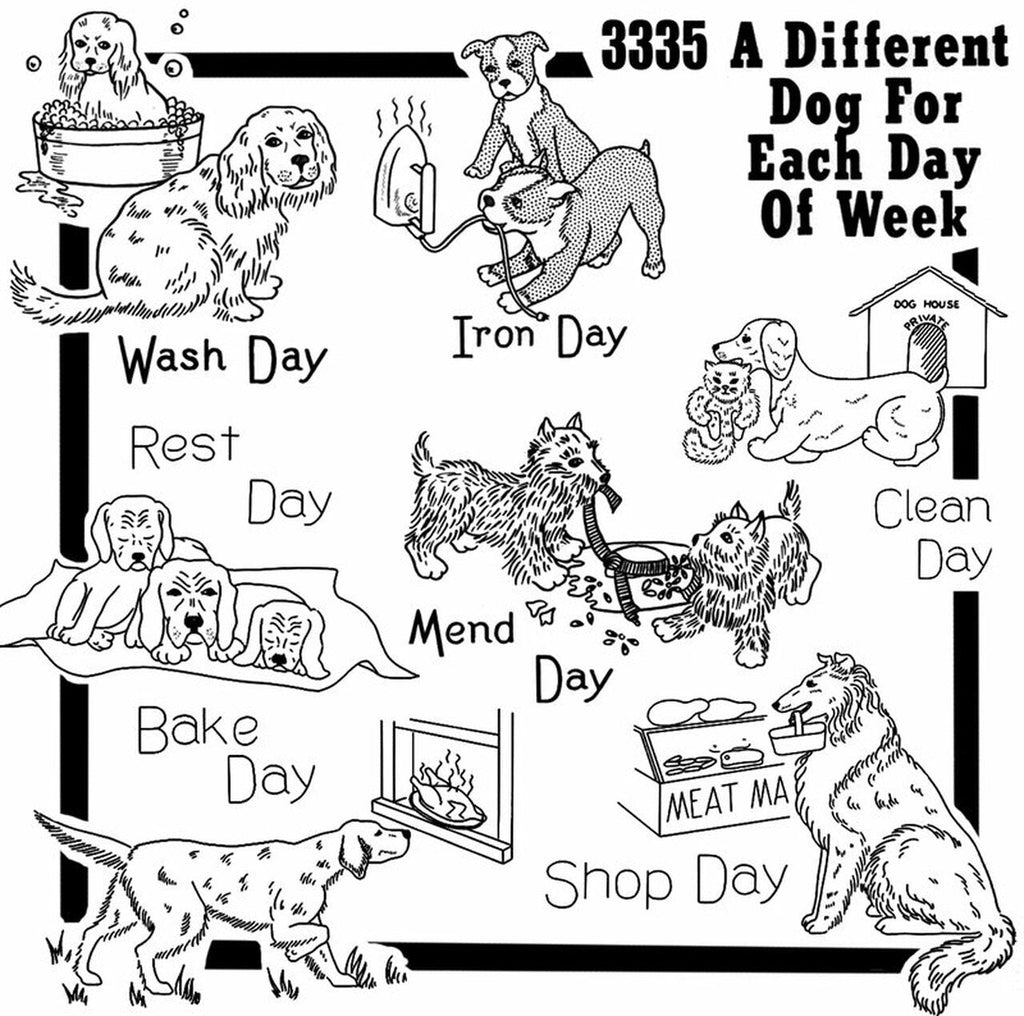 Aunt Martha's, 3335, A Dog A Day, Transfer Pattern, Hot Iron Transfers, NEW Transfers, For Embroidery, Textile Painting - The Vintage TeacupHot Iron Transfers