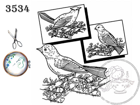 Aunt Martha's 3534, Birds Galore, Transfer Patterns, Hot Iron Transfers, Bird Motif Patterns, Embroidery and Crafts - The Vintage TeacupHot Iron Transfers