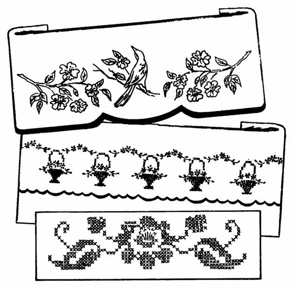 Aunt Martha's, 3728, Baskets, Birds and Blossoms, Pillowslips Motif, Transfer Pattern, Hot Iron Transfers - The Vintage TeacupHot Iron Transfers