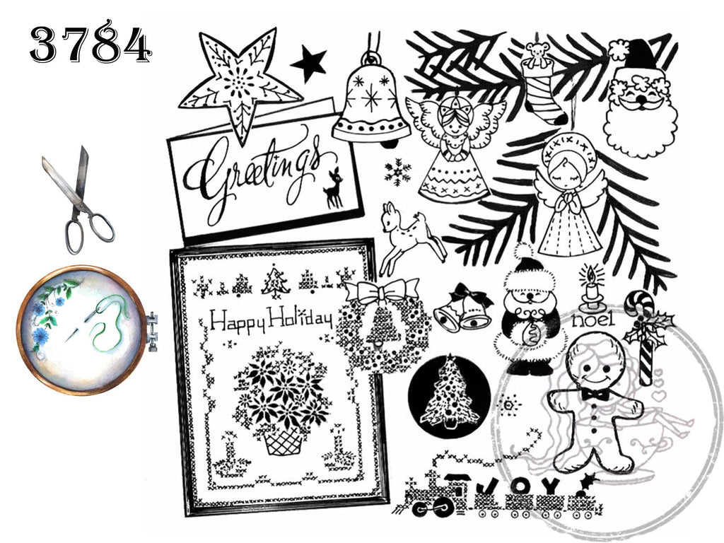 vintage Christmas designs, Aunt Marthas embroidery transfers for holiday  crafts
