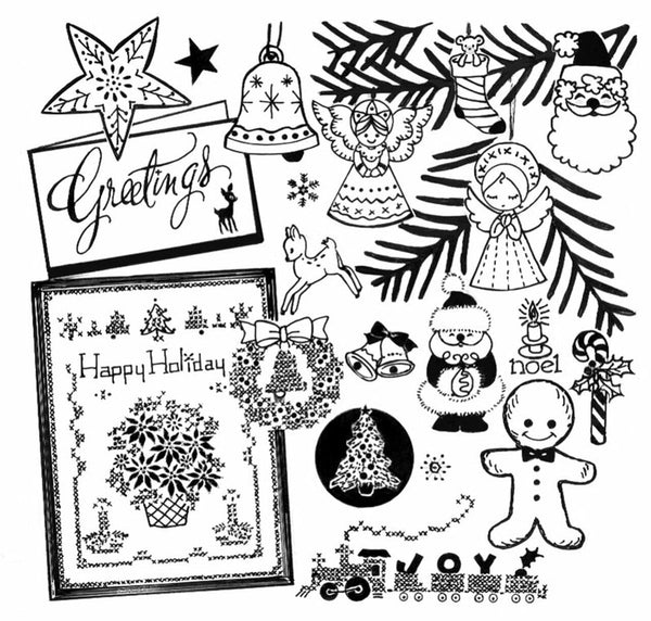 Aunt Martha's, 3784, Christmas Miniatures, For Embroidery, Textile Painting, Needlepoint, Hot Iron Transfers, Wearable Art - The Vintage TeacupHot Iron Transfers