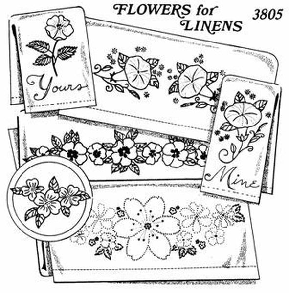 Aunt Martha's, 3805, Pillowcase Designs, Morning Glory, Flowers for Linens, Hot Iron Transfers, NEW Uncut, Unopened Transfers - The Vintage TeacupHot Iron Transfers