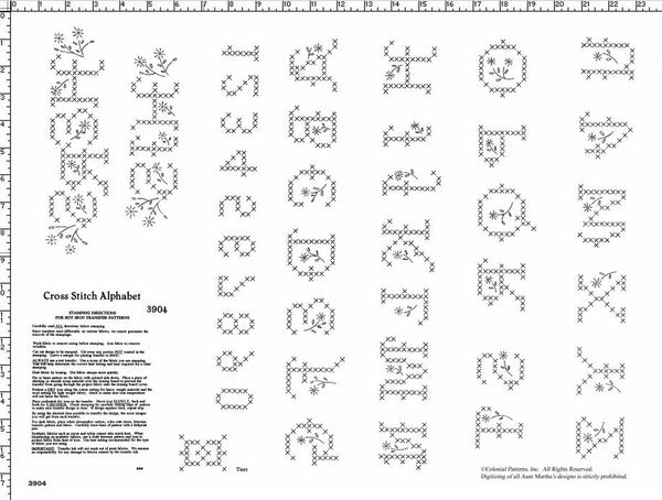Aunt Martha's 3904, Cross Stitch Alphabet, Hot Iron Transfer Pattern, Alphabet Embroidery Pattern, Needle Craft Patterns - The Vintage TeacupHot Iron Transfers