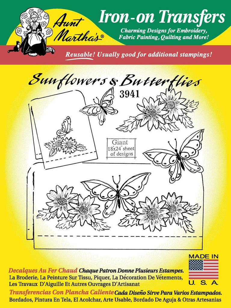 Aunt Martha's 3437 Hot Iron Transfer Pattern - Butterflies and Cross Stitch
