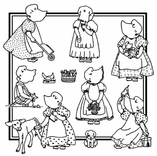 Aunt Martha's, 3989, Bonnie Bonnet Too, Colonial Girl, Transfer Pattern, Hot Iron Transfers, Uncut, Arts and Crafts, Transfers - The Vintage TeacupHot Iron Transfers