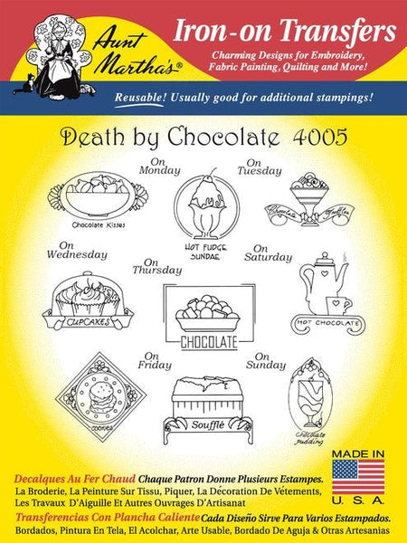 Aunt Martha's 4005, Death by Chocolate, NEW Transfer Pattern, Hot Iron Transfers, Uncut, Unopened, Transfers for Embroidery - The Vintage TeacupHot Iron Transfers