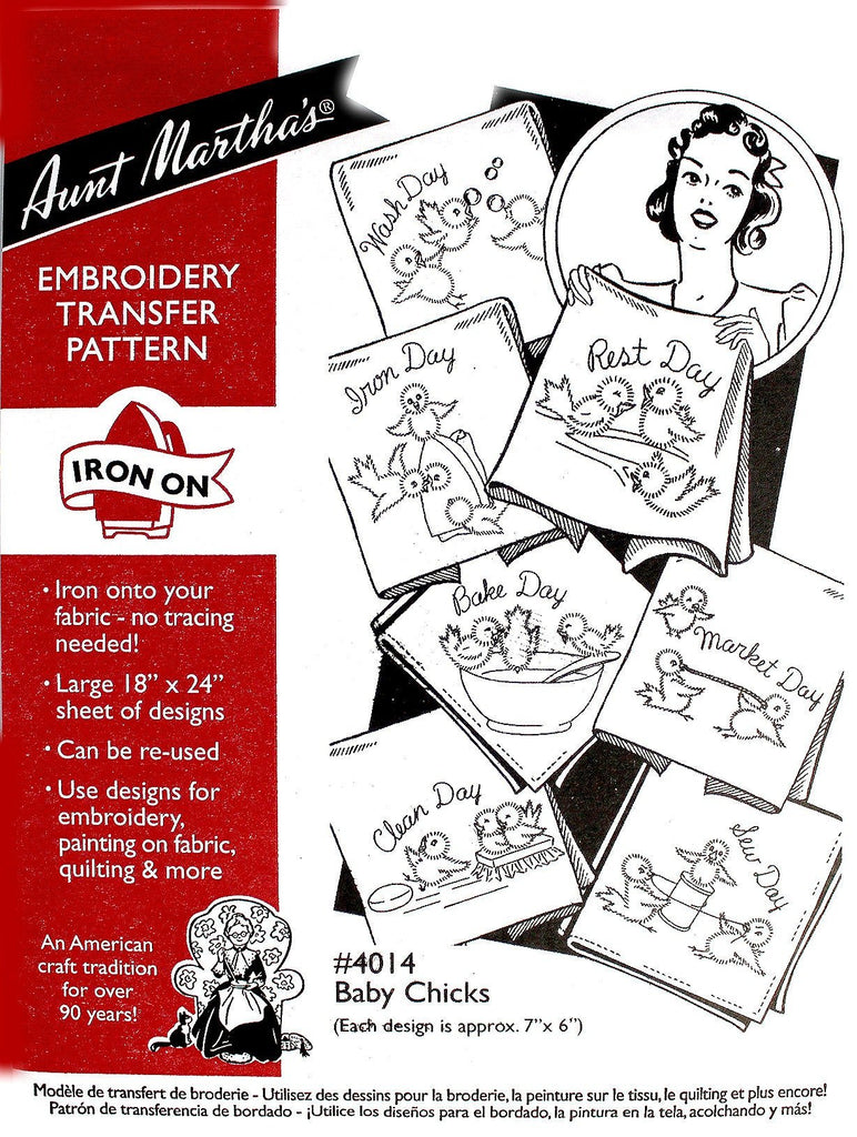 Aunt Martha's, 4014 Baby Chicks, Hot Iron Transfers, NEW Uncut, Vintage  Embroidery