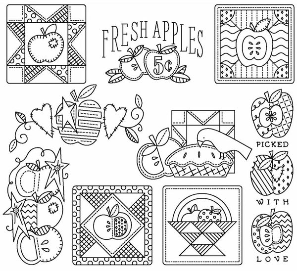 Aunt Martha's, 4030, Patchwork Apples, NEW Transfer Pattern, Hot Iron Transfers, Fruit Embroidery Pattern - The Vintage TeacupNeedlecraft Patterns