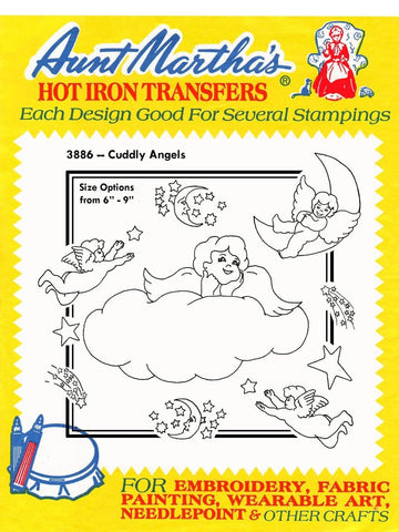 Aunt Martha's®, Hand Embroidery, Transfer Pattern, 3886 Cuddly Angels - The Vintage TeacupHot Iron Transfers
