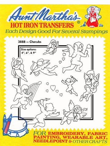 Aunt Martha's®, Hand Embroidery, Transfer Pattern, 3888 Cherubs - The Vintage TeacupHot Iron Transfers