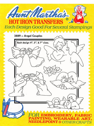 Aunt Martha's®, Hand Embroidery, Transfer Pattern, 3889 Angel Couples - The Vintage TeacupHot Iron Transfers