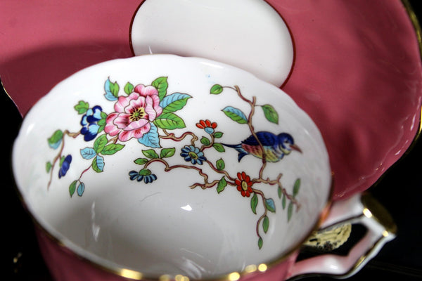 Aynsley Dusky Pink Tea Cup, Pembroke Teacup and Saucer, English Bone China -K - The Vintage TeacupTeacups