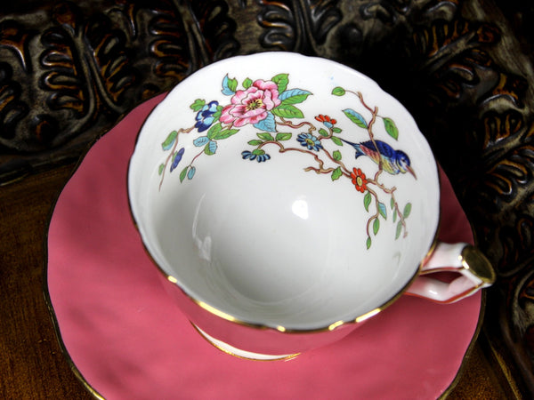 Aynsley Dusky Pink Tea Cup, Pembroke Teacup and Saucer, English Bone China -K - The Vintage TeacupTeacups