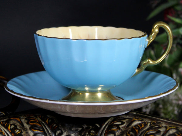 Aynsley, Fruit Painted, Signed Teacup, Oban Shape Tea Cup & Saucer Set, England -K - The Vintage TeacupTeacups