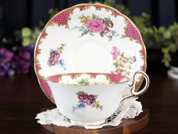 Aynsley Pink and White Tea Cup and Saucer, English Teacup 17750 - The Vintage TeacupTeacups