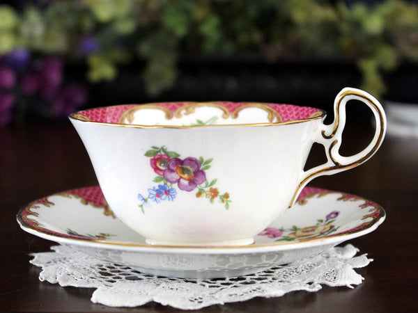 Aynsley Pink and White Tea Cup and Saucer, English Teacup 17750 - The Vintage TeacupTeacups