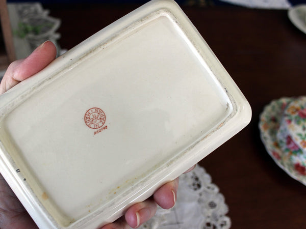 Black Chintzware, Lidded Cheese Dish, Transferware, Made in Japan, 1950s 16459 - The Vintage TeacupAccessories