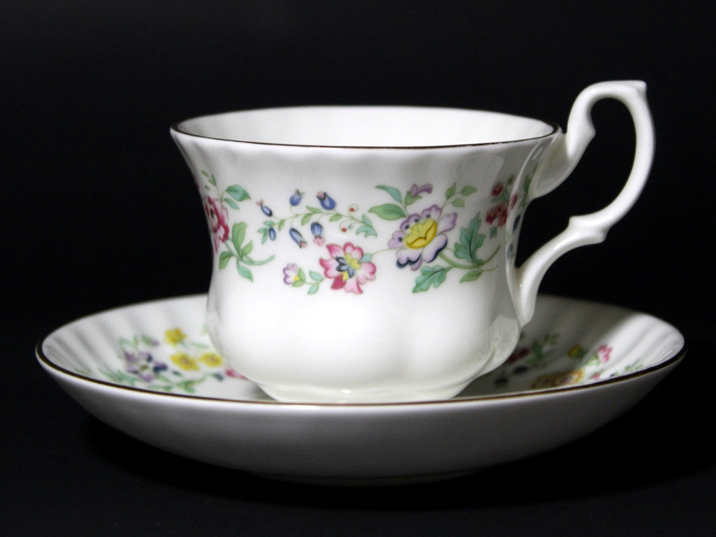 Bone China Tea Cup, Floral Royal Kent Teacup & Saucer, Made in England - The Vintage TeacupTeacups