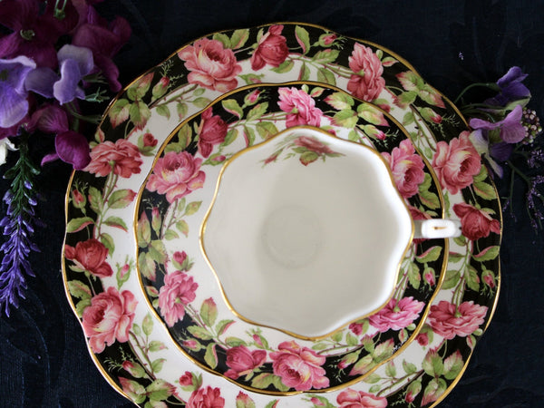Bone China Teacup, Tea Cup, Saucer and Side Plate, Princess Anne 17502 - The Vintage TeacupTeacups