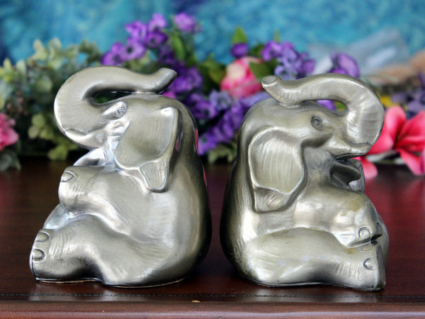 Cast Metal Elephant Bookends, Trunk Up Lucky Elephants, Animal Figurines 17253 - The Vintage TeacupAntique & Vintage