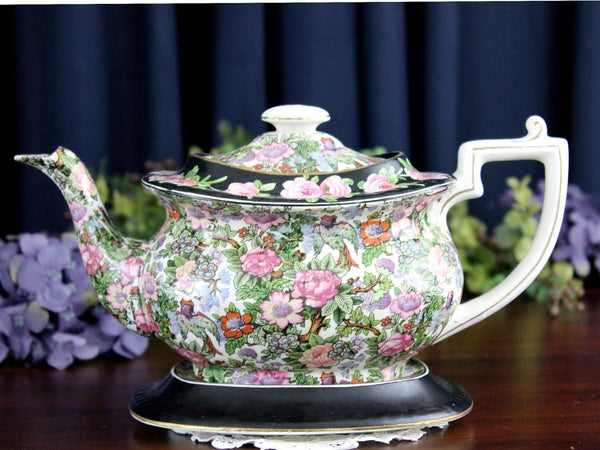 Chintz Crown Ducal Teapot, Underplate, Transferware 18272 - The Vintage TeacupTimeless Teapots