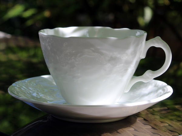 Coalport Teacup, Embossed Tea Cup and Saucer, Bone China, England -J - The Vintage TeacupTeacups