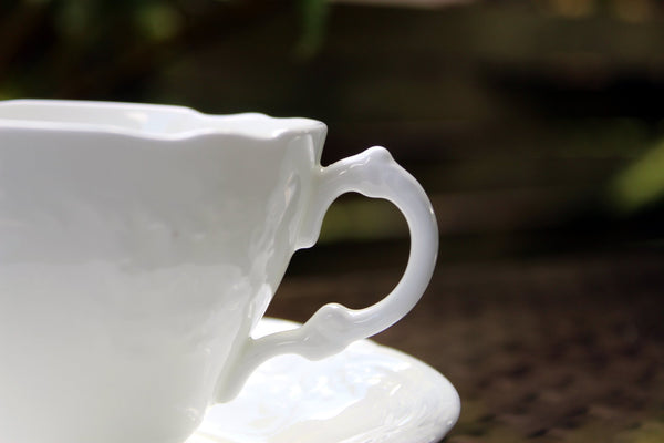 Coalport Teacup, Embossed Tea Cup and Saucer, Bone China, England -J - The Vintage TeacupTeacups