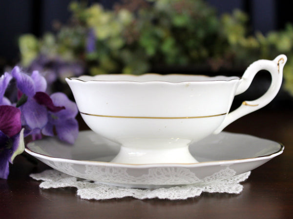 Coalport Teacup & Saucer, Wide Mouthed, Grey, Wide Tea Cup 17679 - The Vintage TeacupTeacups