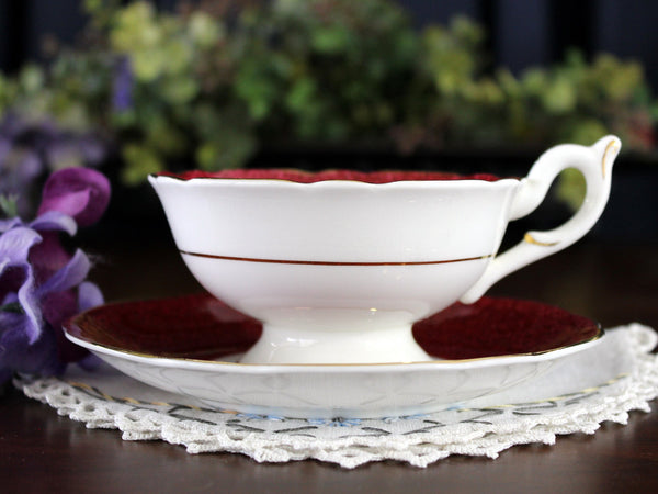 Coalport Teacup & Saucer, Wide Mouthed, Mottled Berry, Wide Tea Cup 17677 - The Vintage TeacupTeacups