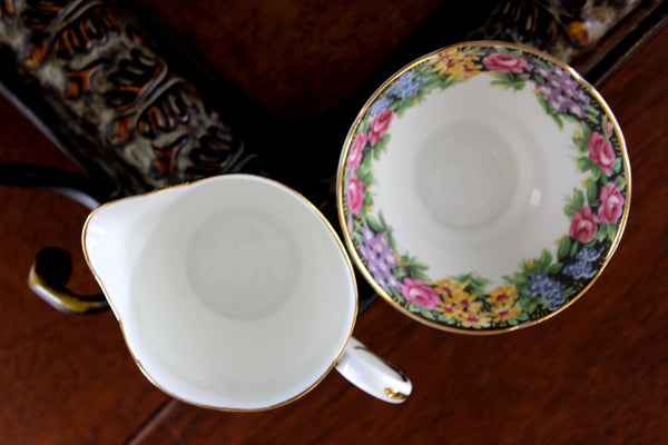 Creamer and Sugar Bowl, Paragon Bone China, Old English Garden 14108 - The Vintage TeacupAccessories