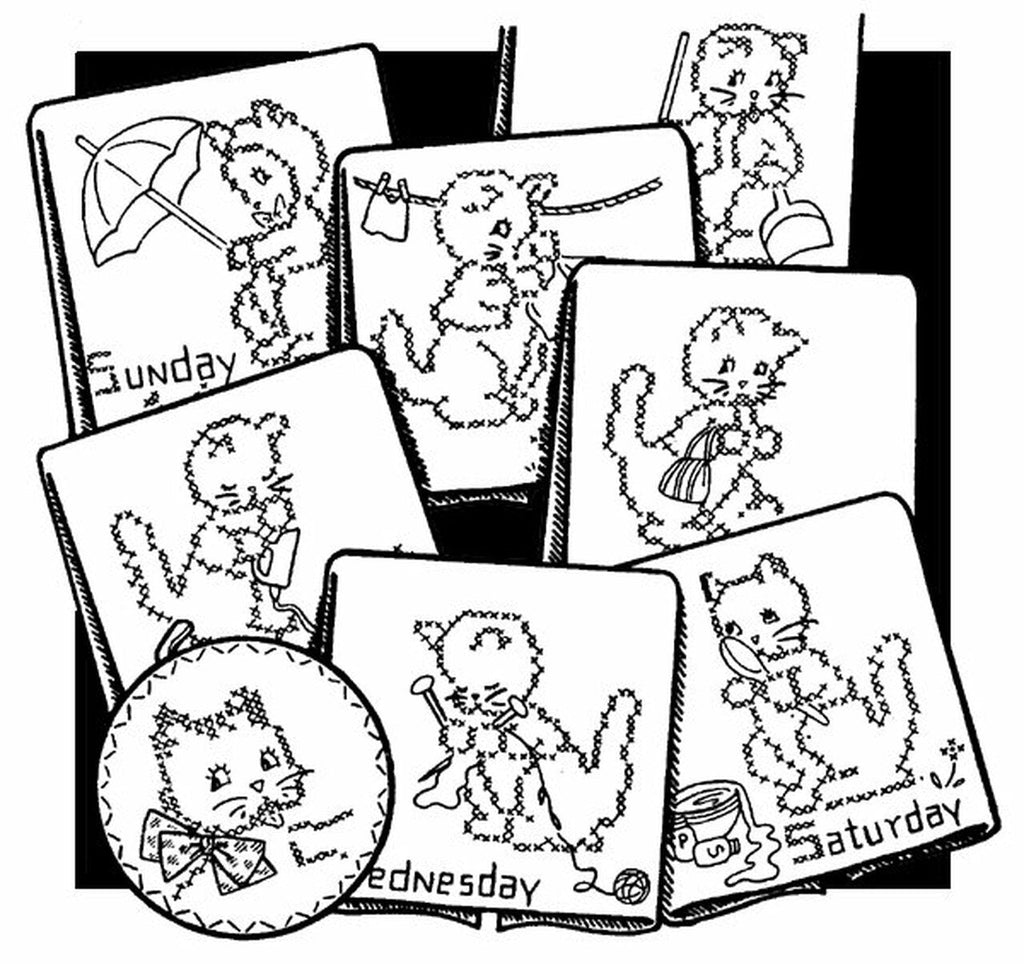 Cross Stitch Kitten, 3502, Aunt Martha's®, Vintage Embroidery, Transfer Pattern, Hot Iron Transfers, Cats to Embroider - The Vintage TeacupHot Iron Transfers