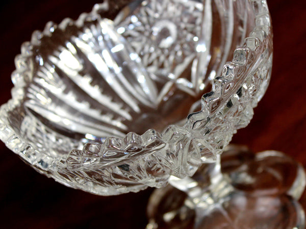 Daisy & Button Crystal, Pedestal Compote, Clear Cut Candy Dish 18212 - The Vintage TeacupAntique & Vintage