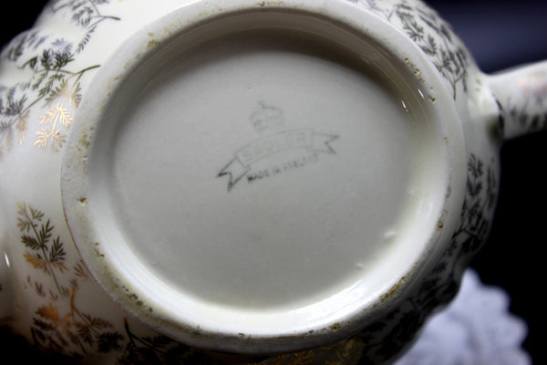 DAMAGED Sadler Pinkie Teapot, 4 cup Tea Pot, Gilt Fern Chintz Work 14176 - The Vintage TeacupTeapots