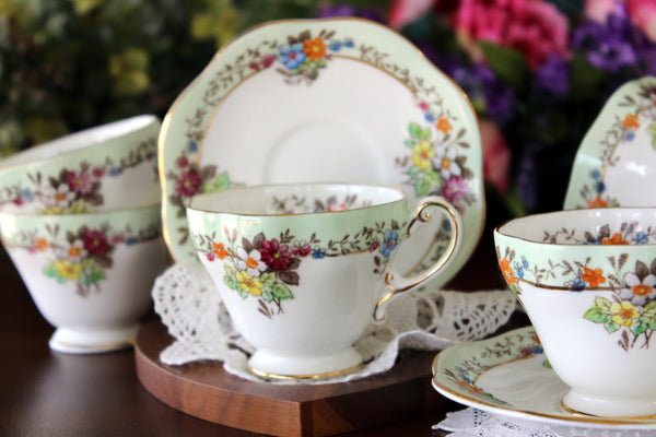 DEMITASSE EB Foley Cups & Saucers, 5 Sets, Vintage Bone China, Vintage Teacups 16771 - The Vintage TeacupTeacups