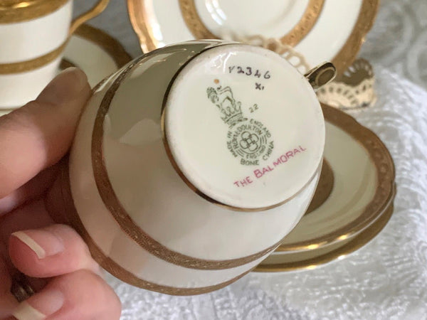 DEMITASSE Royal Doulton Cups & Saucers, "The Balmoral" 6 Sets, Vintage Demi Teacups -J - The Vintage TeacupTeacups